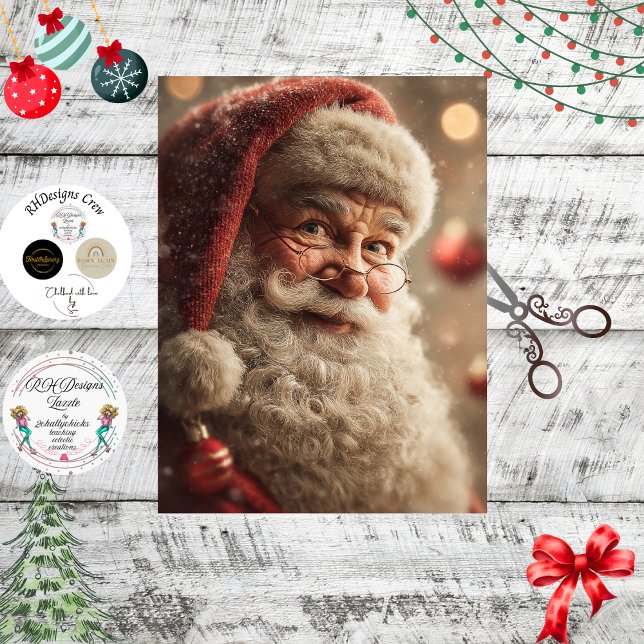 Decoupage Jolly Santa Close-up Festive Christmas  Tissue Paper (Creator Uploaded)