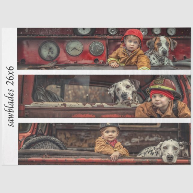 Decoupage Kid Firehouse Heroes Firetruck Dalmation Tissue Paper (Front)