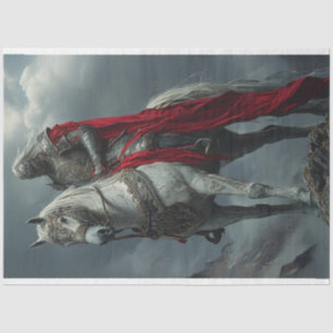 Decoupage Knight on White Horse Gothic Rider  Tissue Paper