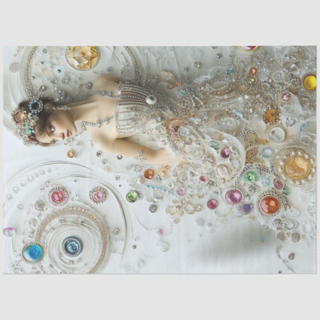 Decoupage Lady Jewellery Art Swirling Patterns Tissue Paper (Front)