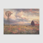 Decoupage Landscape Windmill Red Barn Wildflowers