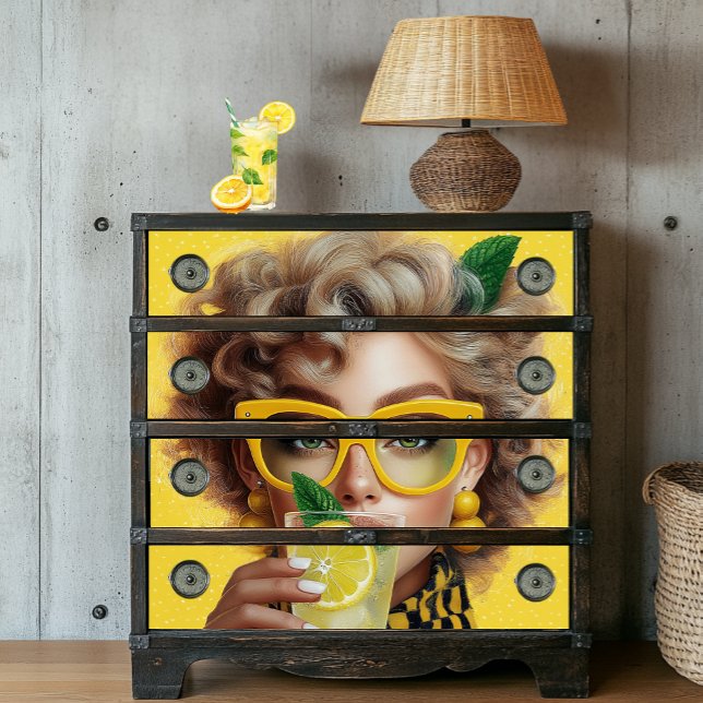 Decoupage Lemonade Lady Retro Hot Days Summer Tissue Paper (Creator Uploaded)