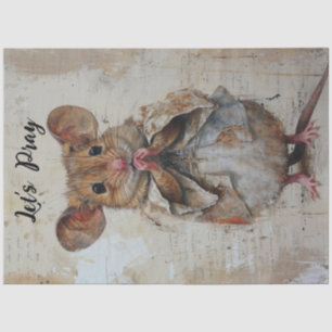 Decoupage Let's Pray Grunge Mouse  Tissue Paper
