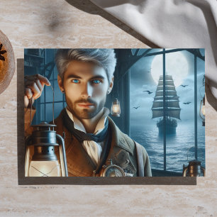 Decoupage Lighthouse Keeper Steampunk Victorian Tissue Paper