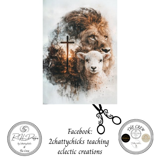 Decoupage Lion Cross Lamb Double Exposure Art  Tissue Paper (Creator Uploaded)