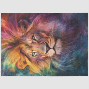 Decoupage Lion of Spectrum of Colours  Tissue Paper
