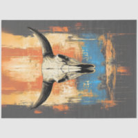 Decoupage LongHorn Steer Poster Orange, Blue