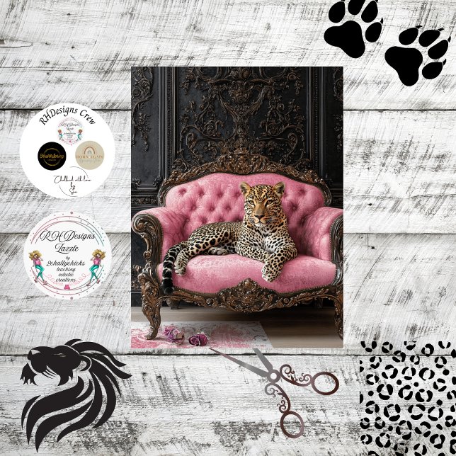 Decoupage Luxurious Vintage Leopard Lounging  Tissue Paper (Creator Uploaded)