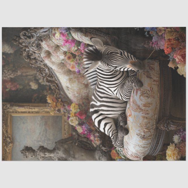 Decoupage Luxurious Zebra Vintage Armchair   Tissue Paper (Front)