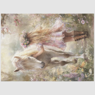 Decoupage Magical Lily Her Horse Luna in Meadow Tissue Paper
