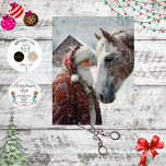Decoupage Magical Moment Santa & His Horse Snowing Tissue Paper<br><div class="desc">A serene winter illustration capturing a tender moment between Santa Claus and a snow-dusted horse. Dressed in his traditional red coat and fur-trimmed hat, Santa stands face-to-face with the gentle animal as snow softly falls around them. A rustic wooden barn peeks through the snowy backdrop, adding cozy, countryside charm. This...</div>