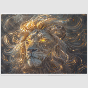 Decoupage Majestic Aura of a Lion Fiery Mane  Tissue Paper