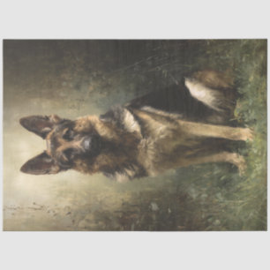 Decoupage Majestic German Shepard Posing Portrait  Tissue Paper