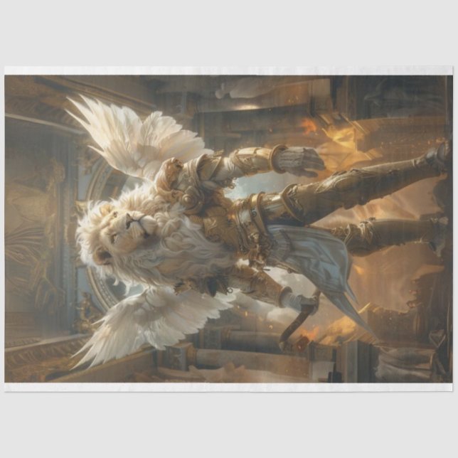 Decoupage Majestic Guardian Lion Leo Tissue Paper (Front)
