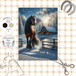 Decoupage Majestic Horse Snowy Winter Scene Tissue Paper