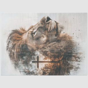 Decoupage Majestic Lion & Cross  Tissue Paper