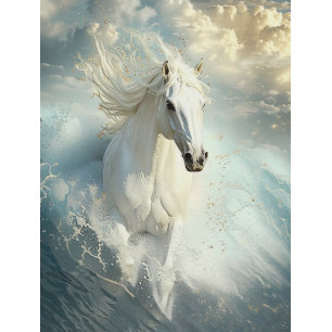 Decoupage Majestic White Horse Galloping Ocean  Tissue Paper