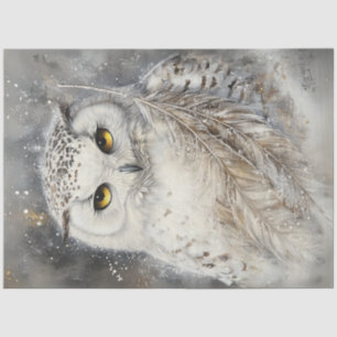 Decoupage Majestic White Owl Snow Elements Tissue Paper