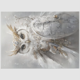 Decoupage Majestic White Owl Sword & Shield Tissue Paper