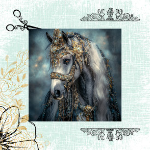 Decoupage Majestical White Mare Lady Elegance Tissue Paper