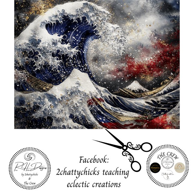 Decoupage Massive Ocean Wave USA Flag  Tissue Paper (Creator Uploaded)