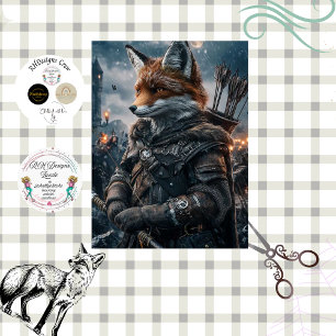 Decoupage Medieval Archer Fox Warrior Tissue Paper