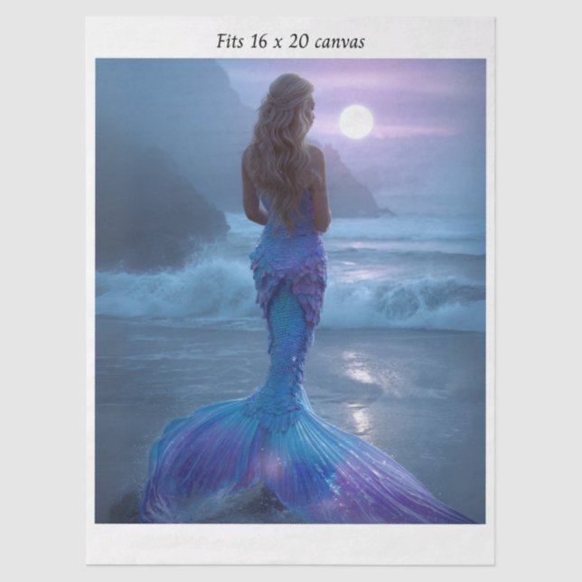 Decoupage Mermaid Purple Iridescent Tail 16x20  Tissue Paper (Front)