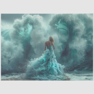 Decoupage Mesmerizing Beach Woman Turquoise Green  Tissue Paper