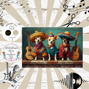 Decoupage Mexican Chihuahua Fur Feathers Funk  Tissue Paper
