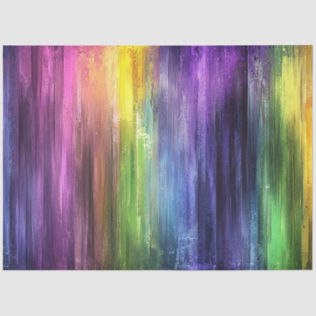 Decoupage Modern Rainbow Vibrant Paint Strokes  Tissue Paper (Front)