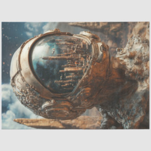 Decoupage Moon Scene Astronaut City Reflection   Tissue Paper