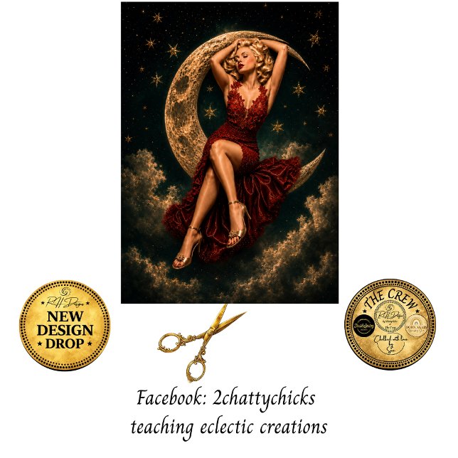 Decoupage Moonlit Crimson Elegance  Tissue Paper (Creator Uploaded)
