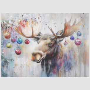 Decoupage Moose Christmas Ornaments in Antlers  Tissue Paper