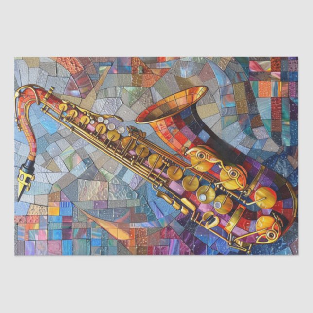 Decoupage Mosaic Artwork Saxophone Tissue Paper (Front)