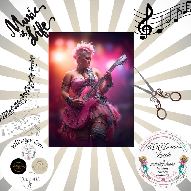 Decoupage Music Punk Rocker Pink  Tissue Paper (Creator Uploaded)