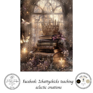 Decoupage Mystical Fantasy Crown Books Candlelight Tissue Paper