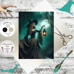 Decoupage Mystical Forest Witch Lantern Tissue Paper