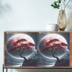 Decoupage Mystical Japanese Style Pink Tree Tissue Paper
