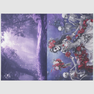 Decoupage Mystical Purple Hue Forest & Skeleton Tissue Paper