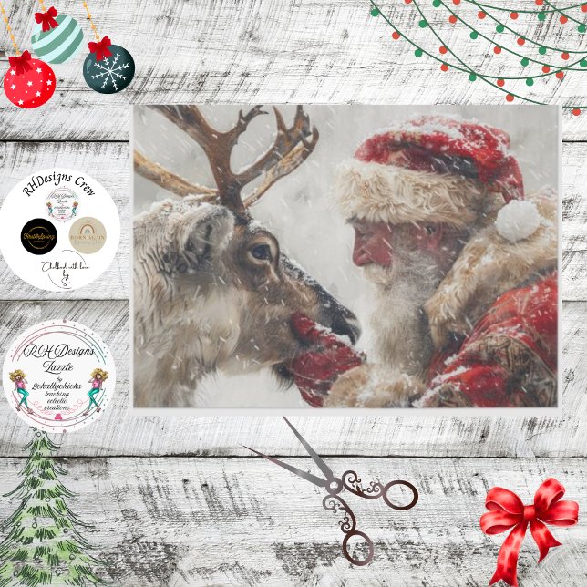 Decoupage Mystical Santa & Rudolph Nose to Nose Tissue Paper (Creator Uploaded)