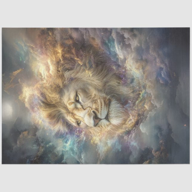 Decoupage Nebula Cosmic Lion Vibrant Colour Tissue Paper (Front)