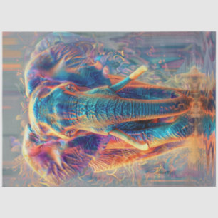 Decoupage Neon Coloured Majestic Elephant Tissue Paper