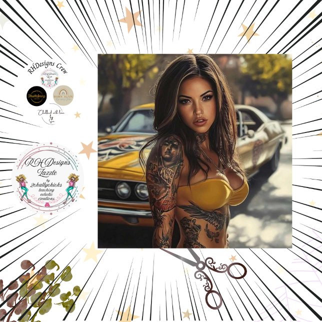 Decoupage Nostalgic Muscle Car Beautiful Women Tissue Paper (Creator Uploaded)