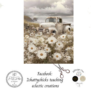 Decoupage Nostalgic White Truck Field Daisies  Tissue Paper