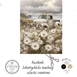 Decoupage Nostalgic White Truck Field Daisies Tissue Paper