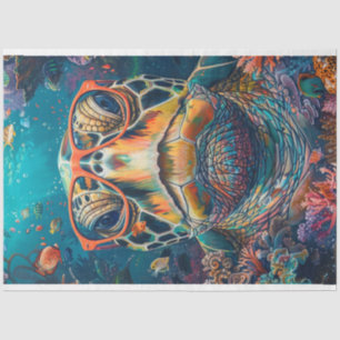 Decoupage of Spectacled Sea Turtle with Glasses  Tissue Paper