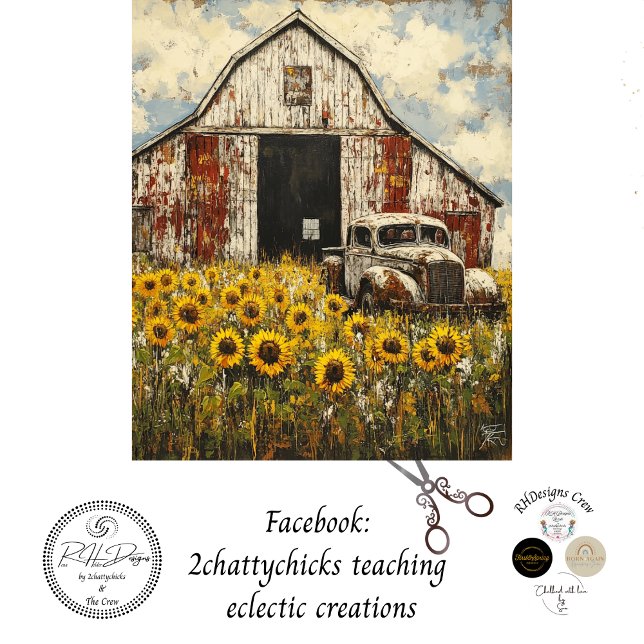 Decoupage Old White Red Barn White Rusty Truck  Tissue Paper (Creator Uploaded)