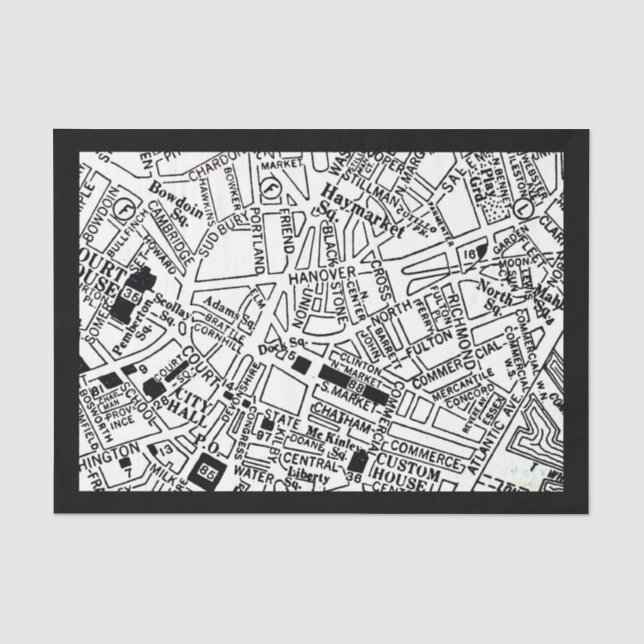 Decoupage Paper 10"x15" - Vintage Maps 2 - Boston (Front)