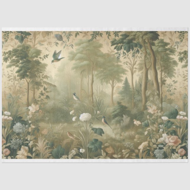 Decoupage paper Botanical, Birds, Forest (Front)