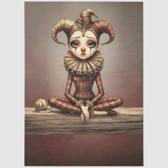 Decoupage Paper Melancholic Clown  (Front)